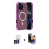 MARSİLYAN™- iPhone 16 Pro Max Kılıf Eksen Çizgi - Siyah 3D Antistatik Mat Seramik Nano Ekran Koruyucu + Gümüş Bilvis Titan Kamera Lens
