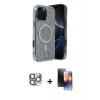 MARSİLYAN™- iPhone 16 Pro Max Kılıf Eksen Çizgi - Siyah 3D Antistatik Mat Seramik Nano Ekran Koruyucu + Pers Alüminyum Kamera Lens - GI