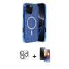 MARSİLYAN™- iPhone 16 Pro Max Kılıf Eksen Çizgi - Siyah 3D Antistatik Mat Seramik Nano Ekran Koruyucu + Pers Alüminyum Kamera Lens - GS
