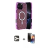 MARSİLYAN™- iPhone 16 Pro Max Kılıf Eksen Çizgi - Siyah 3D Antistatik Mat Seramik Nano Ekran Koruyucu + PVD Metal Kamera Lens - GD