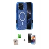 MARSİLYAN™- iPhone 16 Pro Max Kılıf Eksen Çizgi - Siyah 3D Antistatik Mat Seramik Nano Ekran Koruyucu + Raze Metal Kamera Lens - NLGY