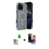 MARSİLYAN™- iPhone 16 Pro Max Kılıf Eksen Çizgi - Siyah 3D Antistatik Mat Seramik Nano Ekran Koruyucu + Raze Metal Kamera Lens - NLGY