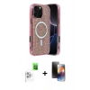 MARSİLYAN™- iPhone 16 Pro Max Kılıf Eksen Çizgi - Siyah 3D Antistatik Mat Seramik Nano Ekran Koruyucu + Raze Metal Kamera Lens - BZ