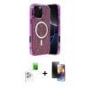 MARSİLYAN™- iPhone 16 Pro Max Kılıf Eksen Çizgi - Siyah 3D Antistatik Mat Seramik Nano Ekran Koruyucu + Raze Metal Kamera Lens - BZ