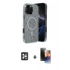 MARSİLYAN™- iPhone 16 Pro Max Kılıf Eksen Çizgi - Siyah 3D Antistatik Mat Seramik Nano Ekran Koruyucu + PVD Metal Kamera Lens - SH