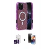 MARSİLYAN™- iPhone 16 Pro Max Kılıf Eksen Çizgi - Siyah 3D Antistatik Mat Seramik Nano Ekran Koruyucu + Siyah Bilvis Titan Kamera Lens