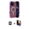 MARSİLYAN™- iPhone 16 Pro Max Kılıf Eksen Çizgi - Siyah 3D Antistatik Mat Seramik Nano Ekran Koruyucu + PVD Metal Kamera Lens - SH