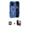 MARSİLYAN™- iPhone 16 Pro Max Kılıf Eksen Çizgi - Siyah 3D Antistatik Mat Seramik Nano Ekran Koruyucu + PVD Metal Kamera Lens - SH