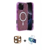 MARSİLYAN™- iPhone 16 Pro Max Kılıf Eksen Çizgi - Siyah 3D Antistatik Seramik Nano Ekran Koruyucu + Pers Alüminyum Kamera Lens - CLTM