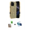 MARSİLYAN™- iPhone 16 Pro Max Kılıf Eksen Çizgi - Siyah 3D Antistatik Seramik Nano Ekran Koruyucu + Raze Metal Kamera Lens - CLTM