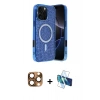 MARSİLYAN™- iPhone 16 Pro Max Kılıf Eksen Çizgi - Siyah 3D Antistatik Seramik Nano Ekran Koruyucu + Pers Alüminyum Kamera Lens - CLTM