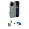 MARSİLYAN™- iPhone 16 Pro Max Kılıf Eksen Çizgi - Siyah 3D Antistatik Seramik Nano Ekran Koruyucu + Raze Metal Kamera Lens - CLTM