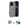 MARSİLYAN™- iPhone 16 Pro Max Kılıf Eksen Çizgi - Siyah 3D Antistatik Seramik Nano Ekran Koruyucu + Pers Alüminyum Kamera Lens - GI