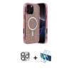 MARSİLYAN™- iPhone 16 Pro Max Kılıf Eksen Çizgi - Siyah 3D Antistatik Seramik Nano Ekran Koruyucu + Pers Alüminyum Kamera Lens - GI