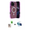 MARSİLYAN™- iPhone 16 Pro Max Kılıf Eksen Çizgi - Siyah 3D Antistatik Seramik Nano Ekran Koruyucu + Raze Metal Kamera Lens - NLGY