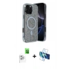 MARSİLYAN™- iPhone 16 Pro Max Kılıf Eksen Çizgi - Siyah 3D Antistatik Seramik Nano Ekran Koruyucu + Raze Metal Kamera Lens - BZ