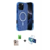 MARSİLYAN™- iPhone 16 Pro Max Kılıf Eksen Çizgi - Siyah 3D Antistatik Seramik Nano Ekran Koruyucu + Raze Metal Kamera Lens - NLGY