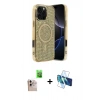 MARSİLYAN™- iPhone 16 Pro Max Kılıf Eksen Çizgi - Siyah 3D Antistatik Seramik Nano Ekran Koruyucu + Raze Metal Kamera Lens - NLGY