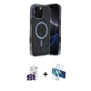 MARSİLYAN™- iPhone 16 Pro Max Kılıf Eksen Çizgi - Siyah 3D Antistatik Seramik Nano Ekran Koruyucu + Titanyum Gri Bilvis Titan Kamera Lens