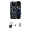 MARSİLYAN™- iPhone 16 Pro Max Kılıf Eksen Çizgi - Siyah Bilvis 3D Cam Ekran Koruyucu + Bilvis Titan Kamera Lens - SH