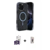 MARSİLYAN™- iPhone 16 Pro Max Kılıf Eksen Çizgi - Siyah Bilvis 3D Cam Ekran Koruyucu + Bilvis Titan Kamera Lens - GS