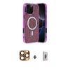 MARSİLYAN™- iPhone 16 Pro Max Kılıf Eksen Çizgi - Siyah Bilvis 3D Cam Ekran Koruyucu + Pers Alüminyum Kamera Lens - CLTM