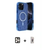 MARSİLYAN™- iPhone 16 Pro Max Kılıf Eksen Çizgi - Siyah Bilvis 3D Cam Ekran Koruyucu + PVD Metal Kamera Lens - GD