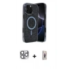 MARSİLYAN™- iPhone 16 Pro Max Kılıf Eksen Çizgi - Siyah Bilvis 3D Cam Ekran Koruyucu + Pers Alüminyum Kamera Lens - GI
