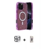 MARSİLYAN™- iPhone 16 Pro Max Kılıf Eksen Çizgi - Siyah Bilvis 3D Cam Ekran Koruyucu + Pers Alüminyum Kamera Lens - GI