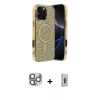 MARSİLYAN™- iPhone 16 Pro Max Kılıf Eksen Çizgi - Siyah Bilvis 3D Cam Ekran Koruyucu + Pers Alüminyum Kamera Lens - GI