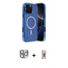 MARSİLYAN™- iPhone 16 Pro Max Kılıf Eksen Çizgi - Siyah Bilvis 3D Cam Ekran Koruyucu + Pers Alüminyum Kamera Lens - GI