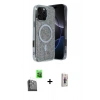 MARSİLYAN™- iPhone 16 Pro Max Kılıf Eksen Çizgi - Siyah Bilvis 3D Cam Ekran Koruyucu + Raze Metal Kamera Lens - SH