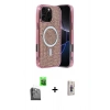 MARSİLYAN™- iPhone 16 Pro Max Kılıf Eksen Çizgi - Siyah Bilvis 3D Cam Ekran Koruyucu + Raze Metal Kamera Lens - SH