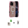 MARSİLYAN™- iPhone 16 Pro Max Kılıf Eksen Çizgi - Siyah Bilvis 3D Cam Ekran Koruyucu + Raze Metal Kamera Lens - NLGY