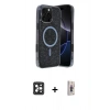 MARSİLYAN™- iPhone 16 Pro Max Kılıf Eksen Çizgi - Siyah Bilvis 3D Cam Ekran Koruyucu + PVD Metal Kamera Lens - SH