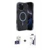 MARSİLYAN™- iPhone 16 Pro Max Kılıf Eksen Çizgi - Siyah Bilvis 3X AR Hayalet Cam Ekran Koruyucu + Bilvis Titan Kamera Lens - TMGI