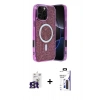 MARSİLYAN™- iPhone 16 Pro Max Kılıf Eksen Çizgi - Siyah Bilvis 3X AR Hayalet Cam Ekran Koruyucu + Bilvis Titan Kamera Lens - TMGI