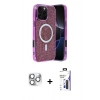 MARSİLYAN™- iPhone 16 Pro Max Kılıf Eksen Çizgi - Siyah Bilvis 3X AR Hayalet Cam Ekran Koruyucu + Pers Alüminyum Kamera Lens - GS