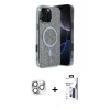 MARSİLYAN™- iPhone 16 Pro Max Kılıf Eksen Çizgi - Siyah Bilvis 3X AR Hayalet Cam Ekran Koruyucu + Pers Alüminyum Kamera Lens - GS