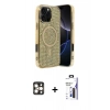 MARSİLYAN™- iPhone 16 Pro Max Kılıf Eksen Çizgi - Siyah Bilvis 3X AR Hayalet Cam Ekran Koruyucu + PVD Metal Kamera Lens - GD