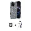 MARSİLYAN™- iPhone 16 Pro Max Kılıf Eksen Çizgi - Siyah Bilvis 3X AR Hayalet Cam Ekran Koruyucu + PVD Metal Kamera Lens - GS
