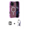 MARSİLYAN™- iPhone 16 Pro Max Kılıf Eksen Çizgi - Siyah Bilvis 3X AR Hayalet Cam Ekran Koruyucu + PVD Metal Kamera Lens - GS
