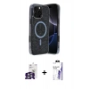MARSİLYAN™- iPhone 16 Pro Max Kılıf Eksen Çizgi - Siyah Bilvis 3X AR HD Cam Ekran Koruyucu + Bilvis Titan Kamera Lens - GS