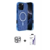 MARSİLYAN™- iPhone 16 Pro Max Kılıf Eksen Çizgi - Siyah Bilvis 3X AR HD Cam Ekran Koruyucu + Pers Alüminyum Kamera Lens - GI