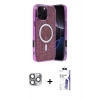 MARSİLYAN™- iPhone 16 Pro Max Kılıf Eksen Çizgi - Siyah Bilvis 3X AR HD Cam Ekran Koruyucu + Pers Alüminyum Kamera Lens - GI