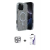 MARSİLYAN™- iPhone 16 Pro Max Kılıf Eksen Çizgi - Siyah Bilvis 3X AR HD Cam Ekran Koruyucu + Pers Alüminyum Kamera Lens - GI