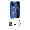 MARSİLYAN™- iPhone 16 Pro Max Kılıf Eksen Çizgi - Siyah Bilvis 3X AR HD Cam Ekran Koruyucu + PVD Metal Kamera Lens - GD
