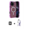 MARSİLYAN™- iPhone 16 Pro Max Kılıf Eksen Çizgi - Siyah Bilvis 3X AR HD Cam Ekran Koruyucu + PVD Metal Kamera Lens - SH