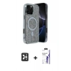 MARSİLYAN™- iPhone 16 Pro Max Kılıf Eksen Çizgi - Siyah Bilvis 3X AR HD Cam Ekran Koruyucu + PVD Metal Kamera Lens - SH