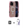 MARSİLYAN™- iPhone 16 Pro Max Kılıf Eksen Çizgi - Siyah Bilvis 3X AR HD Cam Ekran Koruyucu + PVD Metal Kamera Lens - SH